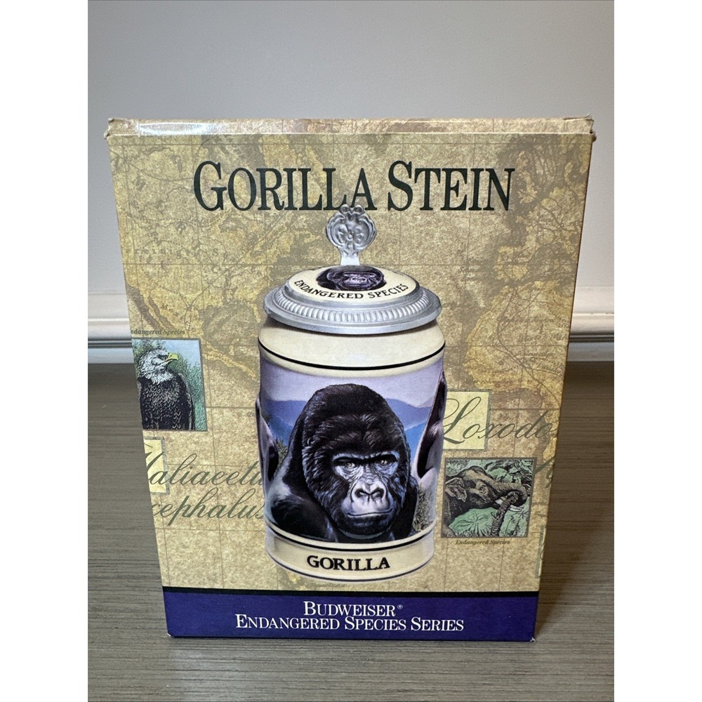 1996 Budweiser Gorilla Stein Endangered Species Series Beer Mug 7" Tall